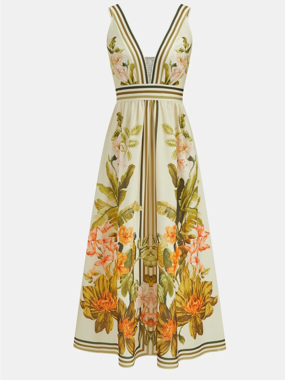 Commense Tropical Floral Print Deep V-Neck Maxi Dress Size Medium NWT - Picture 2 of 5